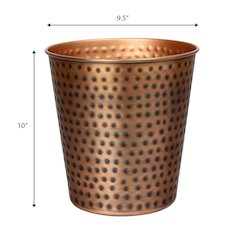 Axel Modern Minimalist Hammered Steel 2-Gallon Wastebasket, Antique Copper