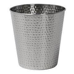 Axel Modern Minimalist Hammered Steel 2-Gallon Wastebasket, Brushed Steel