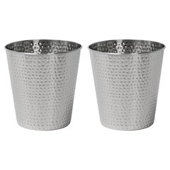 Axel Modern Minimalist Hammered Steel 2 Gal Waste Bin, Brushed Steel (Set of 2)