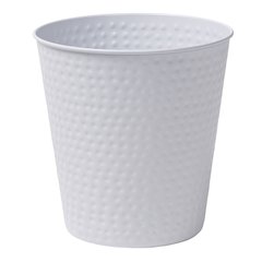 Axel Modern Minimalist Hammered Steel 2-Gallon Wastebasket, Matte White