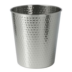 Axel Modern Minimalist Hammered Steel 2-Gallon Wastebasket, Polished Steel