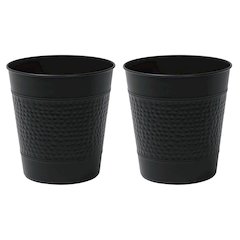 Riley Classic Hammered Steel Accent 2 Gal Waste Bin, Matte Black (Set of 2)