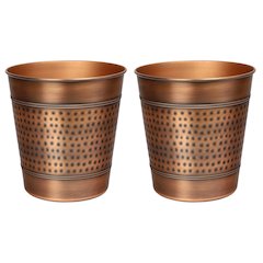 Riley Classic Hammered Steel Accent 2 Gal Waste Bin, Antique Copper (Set of 2)