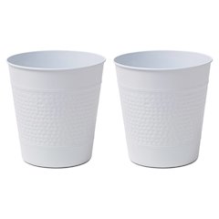 Riley Classic Hammered Steel Accent 2 Gal Waste Bin, Matte White (Set of 2)