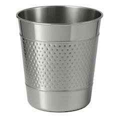 Riley Modern Classic Hammered Steel Accent 2-Gallon Wastebasket, Polished Steel