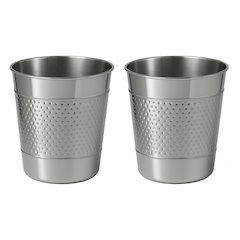 Riley Classic Hammered Steel Accent 2 Gal Waste Bin, Polished Steel (Set of 2)