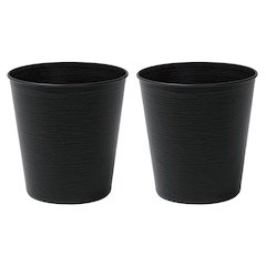 Remi Modern Classic Textured Steel 2 Gal Waste Bin, Matte Black (Set of 2)