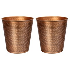 Remi Modern Classic Textured Steel 2 Gal Waste Bin, Antique Copper (Set of 2)