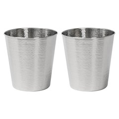 Remi Modern Classic Textured Steel 2 Waste Bin, Brushed Steel (Set of 2)