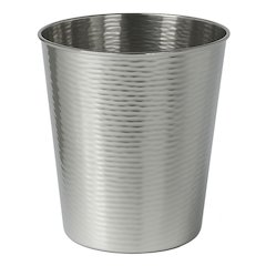 Remi Modern Classic Textured Steel 2-Gallon Wastebasket, Polished Steel