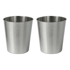 Remi Modern Classic Textured Steel 2 Waste Bin, Polished Steel (Set of 2)
