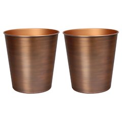 Nolan Modern Classic Smooth Steel 2 Gal Waste Bin, Antique Copper (Set of 2)