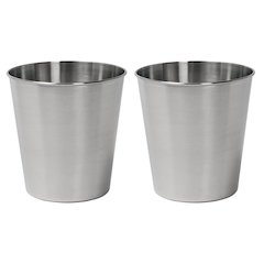 Nolan Modern Classic Smooth Steel 2 Gal Waste Bin, Brushed Steel (Set of 2)