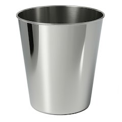 Nolan Modern Classic Smooth Steel 2-Gallon Wastebasket, Polished Steel