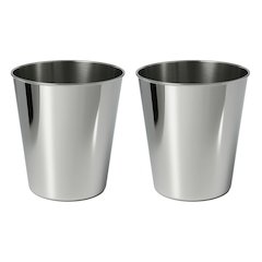 Nolan Modern Classic Smooth Steel 2 Gal Waste Bin, Polished Steel (Set of 2)