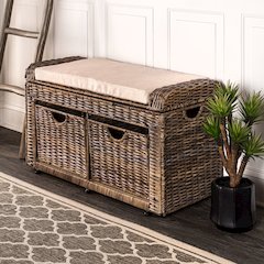 Palermo 2-Drawer Wicker Storage Bench
