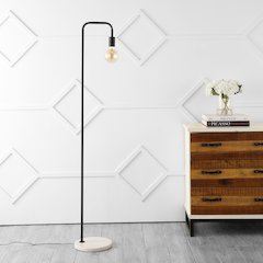 Vega Minimalist Edison Metal/Marble Led Floor Lamp
