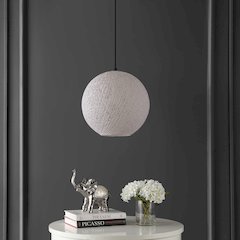 Lacey 1-Light Bohemian Minimalist Iron/Rope Woven Globe Led Pendant