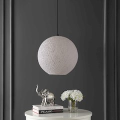 Lacey 1-Light Bohemian Minimalist Iron/Rope Woven Globe Led Pendant