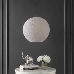 Lacey 1-Light Bohemian Minimalist Iron/Rope Woven Globe Led Pendant