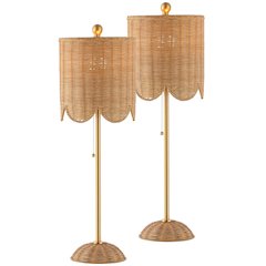 Celerie Coastal Bohemian Rattan/Iron Scalloped Buffet Led Table Lamp
