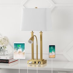 Blaire 2-Light Modern Farmhouse Metal Led Table Lamp With Usb Charging Port