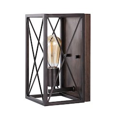 Norris X Frame Farmhouse Rustic Iron Led Sconce