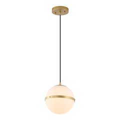 Porter 8" Modern Minimalist Globe LED Pendant Light, Gold Painting/White