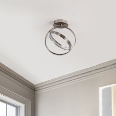Nicole 2-Light Modern Minimalist Aluminum Ring Integrated Led Semi Flush Mount