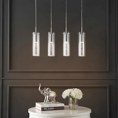 Mium 4-Light Modern Style Iron/Crystal/Glass Integrated Led Linear Pendant