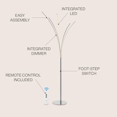 Fuochi Modern Minimalist Metal 5-Branch Arc Dimmable Integrated LED Floor Lamp