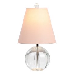 Goddard 16" Crystal Ball/Metal LED Table Lamp, Clear/Pink