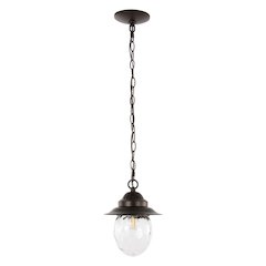 Manteo Farmhouse Industrial Iron/Glass Outdoor Led Pendant