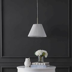 Alden 1-Light Classic French Country Iron Led Pendant With Pleated Shade