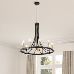 Dante 11-Light Transitional Modern Iron Adjustable Wagon Wheel LED Chandelier