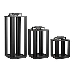 Leland Industrial Integrated LED Solar Powered Lanterns, Black (Set of 3)