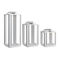 Leland Industrial Integrated LED Solar Powered Lanterns, White (Set of 3)