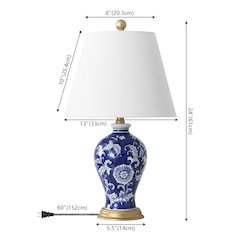 Grace French Country Cottage Ceramic Iron Floral Urn LED Table Lamp