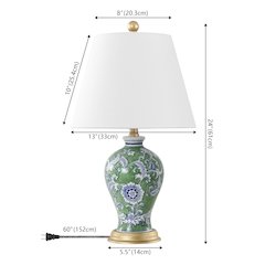 Grace French Country Cottage Ceramic Iron Floral Urn LED Table Lamp
