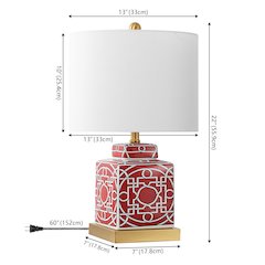 Catherine Modern Transitional Ceramic Metal Square Ginger Jar LED Table Lamp