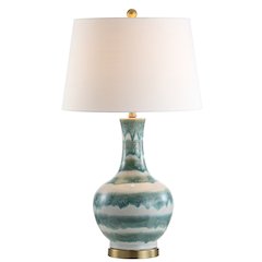 Tucker Striped Ceramicmetal Led Table Lamp