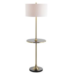 Luce Metal/Wood Led Floor Lamp With Table