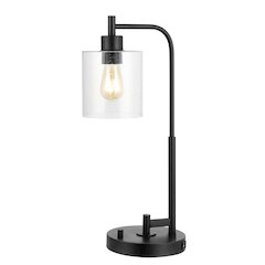 Axel Modern Iron/Seeded Glass Farmhouse Industrial Usb Charging Led Task Lamp