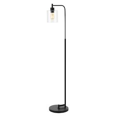Axel Modern Iron/Seeded Glass Farmhouse Industrial Led Floor Lamp