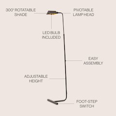 Cotys MidCentury Industrial Metal Adjustable Pharmacy LED Floor Lamp