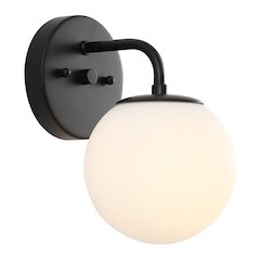 5.75" 1-Light Metal/Frosted Glass Contemporary LED Vanity Light, Black