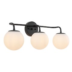 25" 3-Light Metal/Frosted Glass Contemporary LED Vanity Light, Black