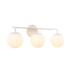 25" 3-Light Metal/Frosted Glass Contemporary LED Vanity Light, Almond
