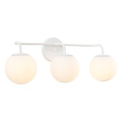 25" 3-Light Metal/Frosted Glass Contemporary LED Vanity Light, White