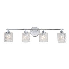 Spaulding Vintage Ironchevron Pattern Glass Farmhouse Cottage Led Vanity Light